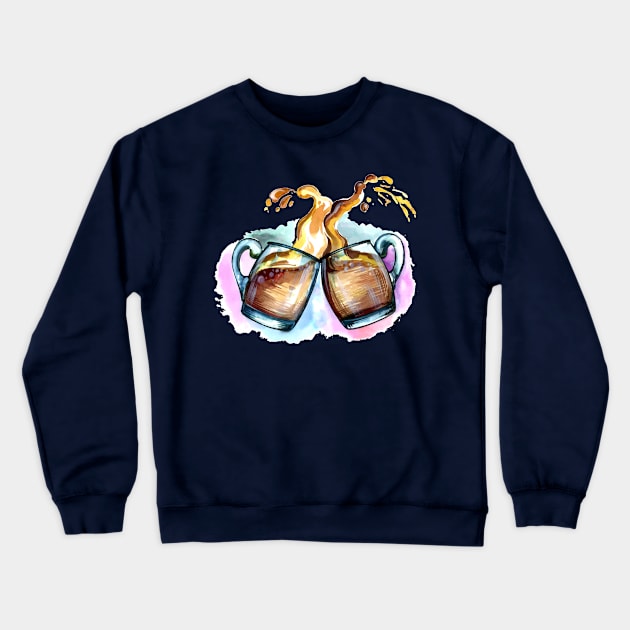 Beer Cup Toast With Splash Crewneck Sweatshirt by Mako Design 